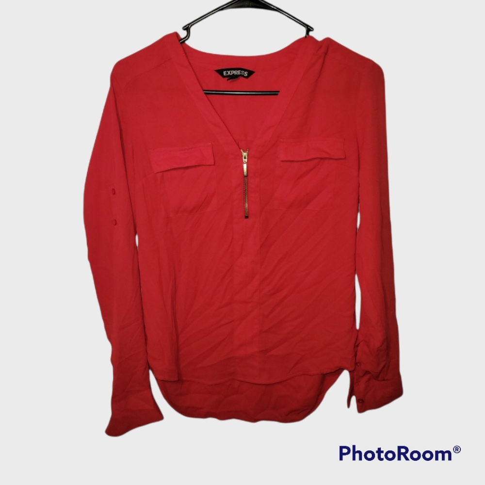 Red sheer top
